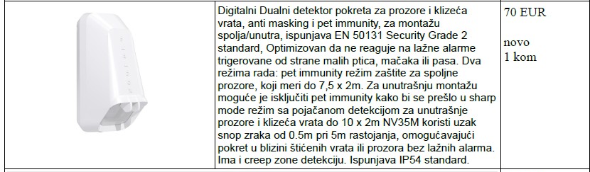 PARADOX bezicni spoljni senzor NV35M