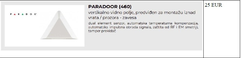 Parador 460 senzor za prozor ili vrata tipa “zavesa”